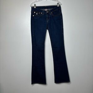 True Religion Y2K Low Rise Becky Boot Cut Jeans Size 28. Blue Denim.